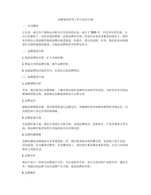 品牌建设年度工作计划及方案