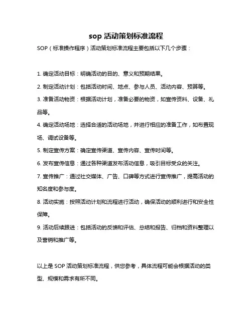 sop活动策划标准流程