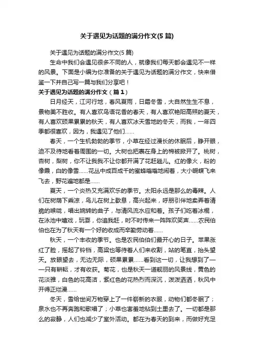 关于遇见为话题的满分作文（5篇）
