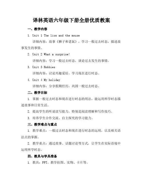 译林英语六年级下册全册优质教案