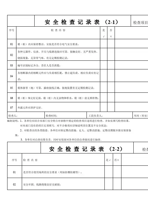 电气安全检查表