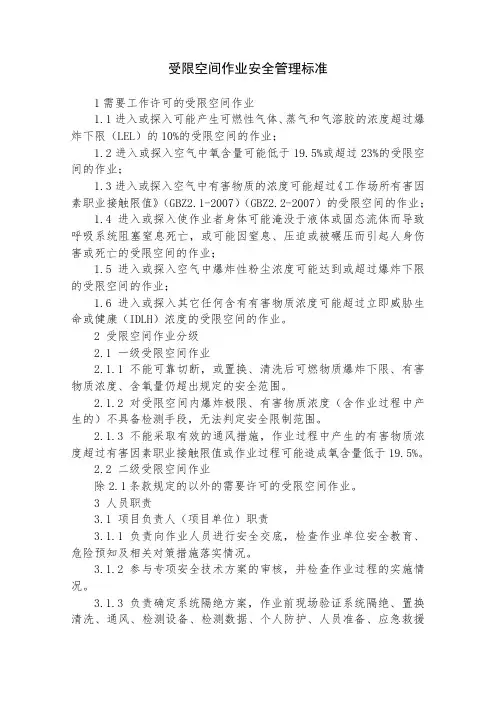 受限空间作业安全管理标准