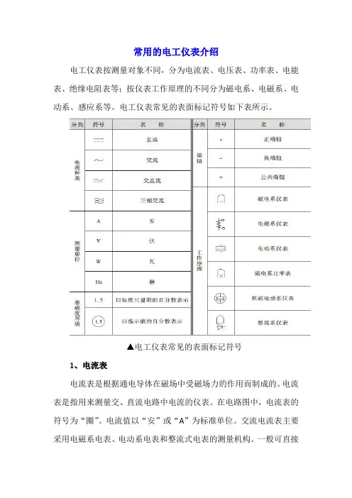 常用的电工仪表介绍