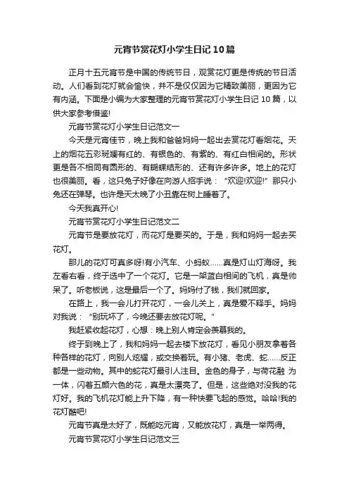 元宵节赏花灯小学生日记10篇