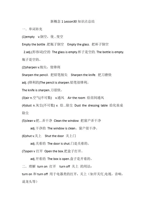 新概念1 Lesson30知识点总结