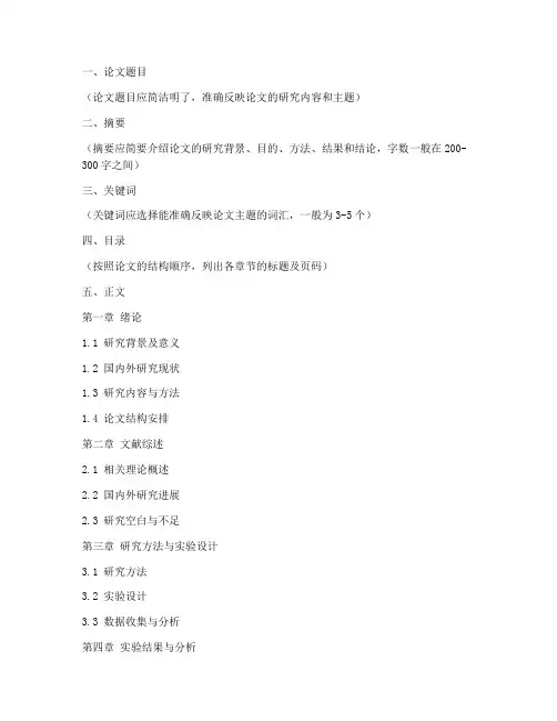 毕业论文提纲参考模板