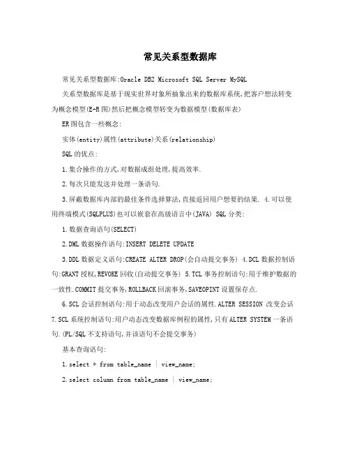 常见关系型数据库