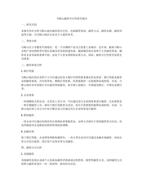 马鞍山融资可行性研究报告