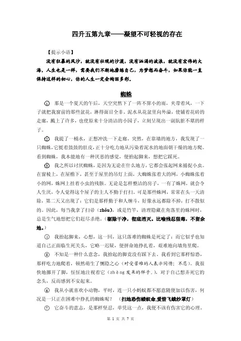 四升五阅读、写作—凝望不可轻视的存在