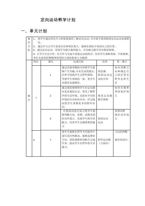 定向运动教学计划