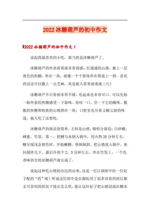 2022冰糖葫芦的初中作文