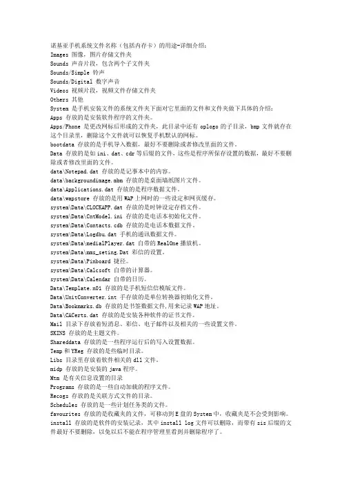 诺基亚手机系统文件名称(包括内存卡)的用途-详细介绍