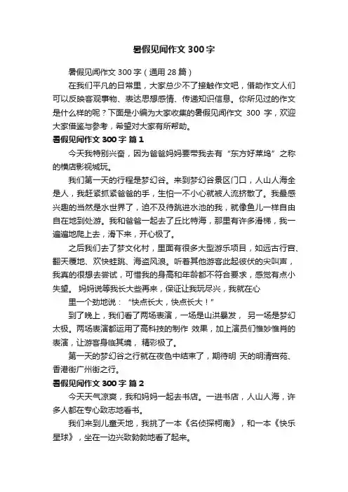 暑假见闻作文300字（通用28篇）