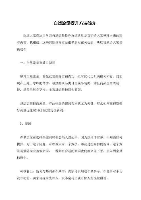 自然流量提升方法简介