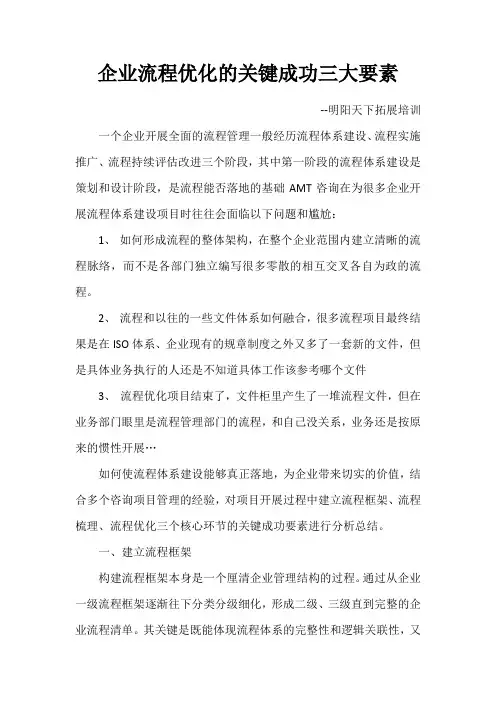 企业流程优化的关键成功三大要素