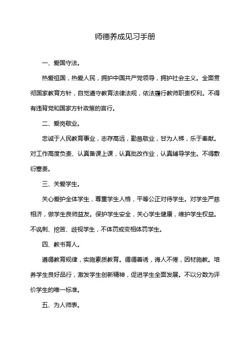 师德养成见习手册