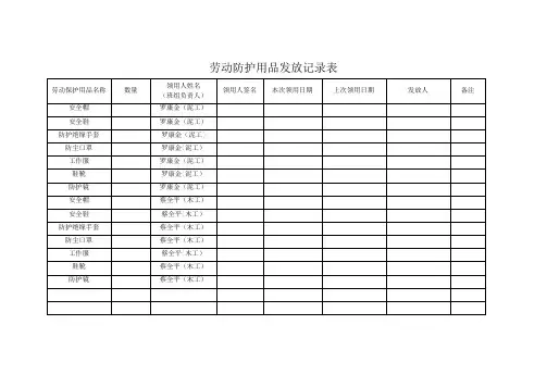 劳动防护用品发放记录表