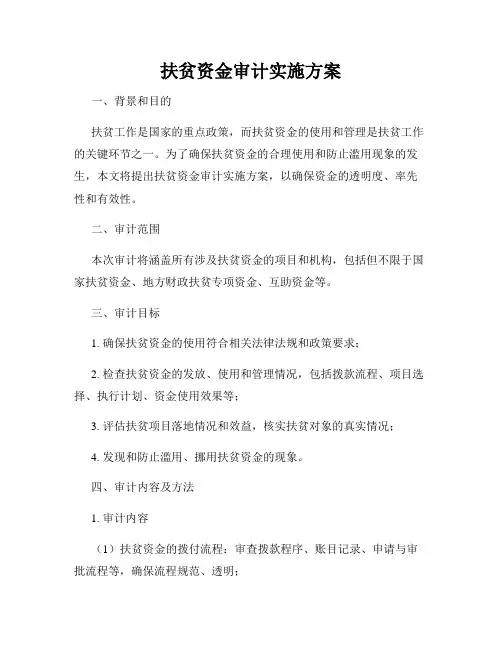 扶贫资金审计实施方案