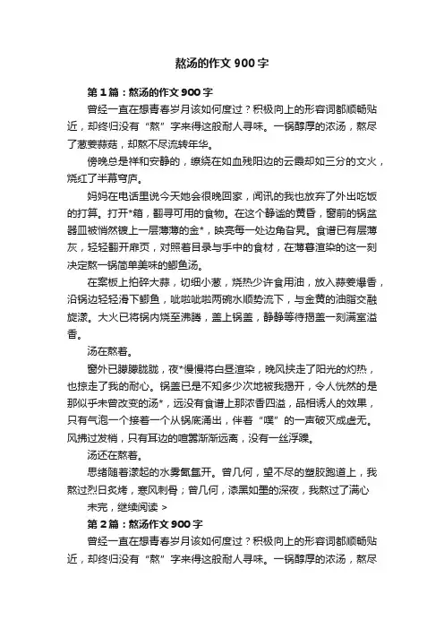 熬汤的作文900字