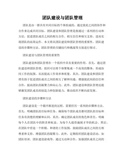 团队建设与团队管理