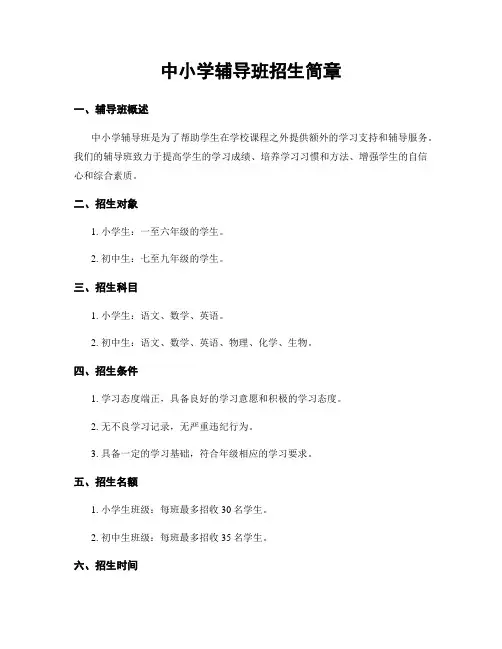 中小学辅导班招生简章