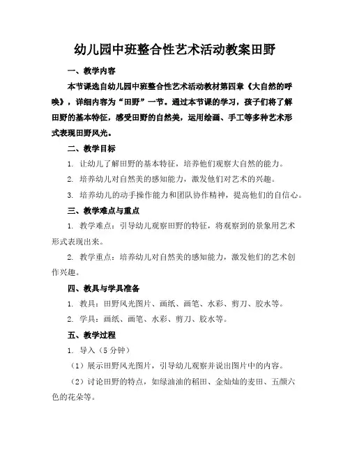 幼儿园中班整合性艺术活动教案田野