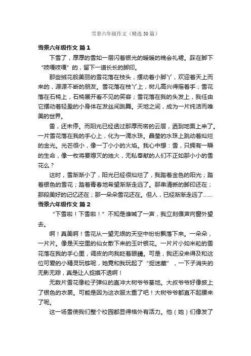 雪景六年级作文（精选30篇）