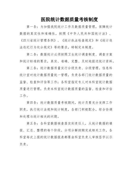 医院统计数据质量考核制度