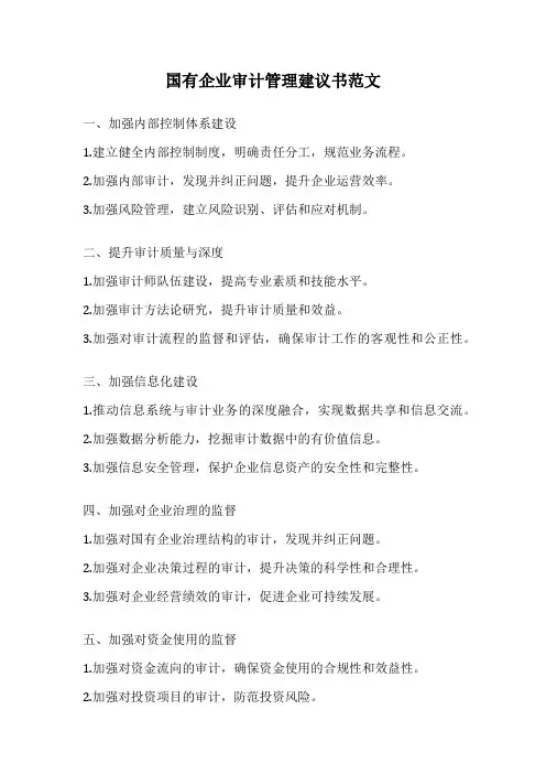 国有企业审计管理建议书范文