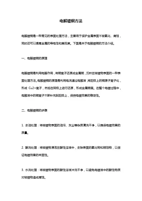 电解镀铜方法