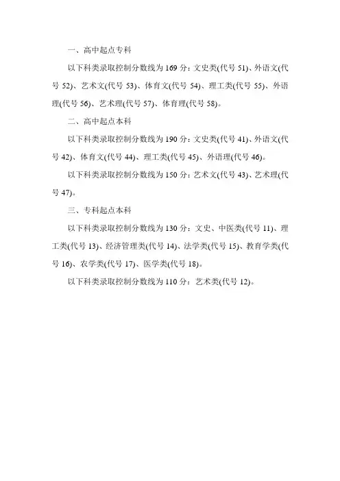 河南省往年成人高考录取分数线