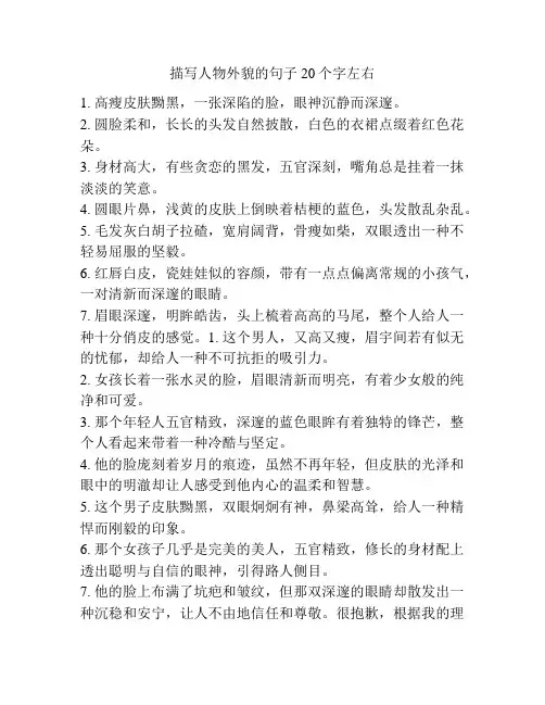 描写人物外貌的句子20个字左右