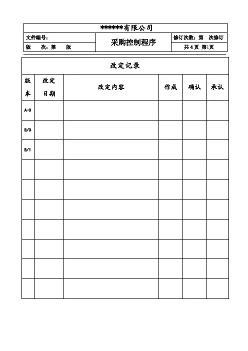 ISO9001-采购控制程序