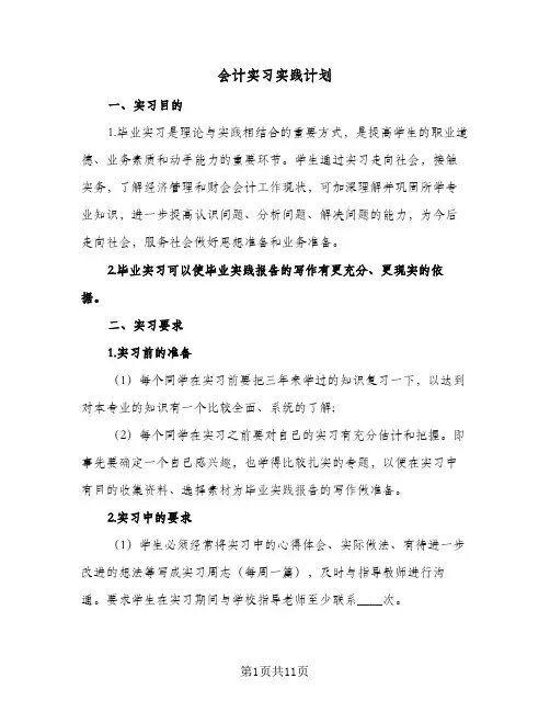会计实习实践计划（3篇）