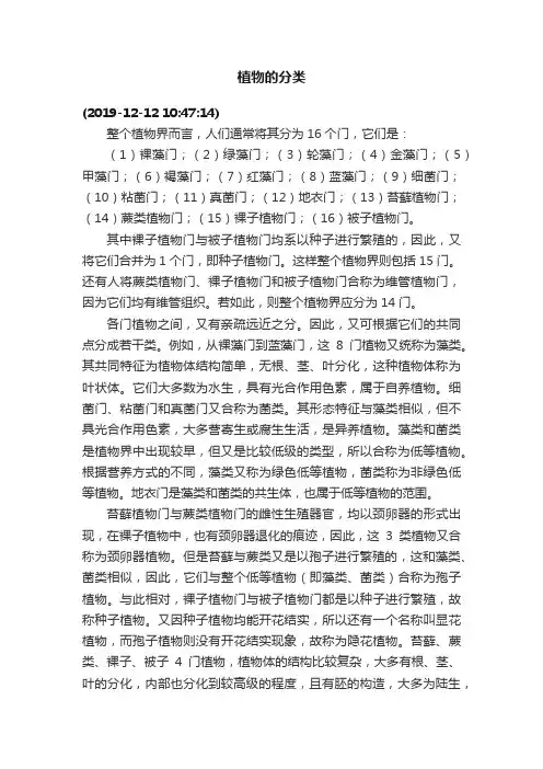 植物的分类