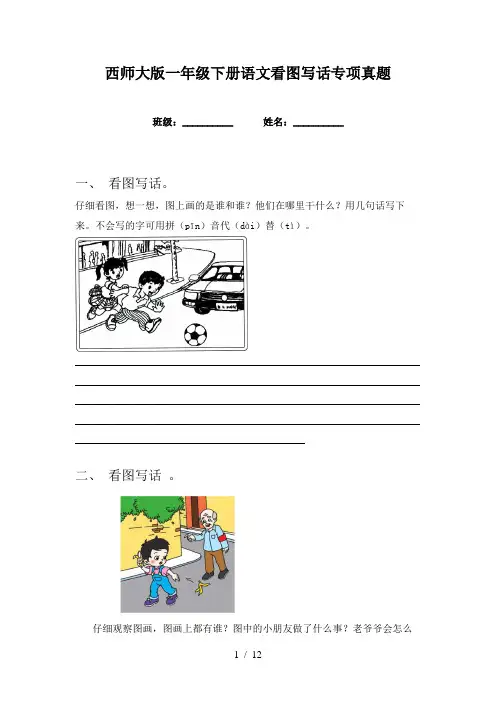 西师大版一年级下册语文看图写话专项真题