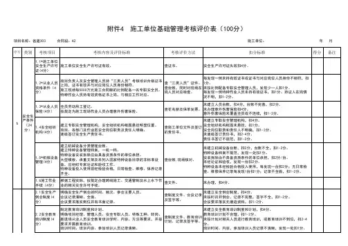 平安工地考核评价表