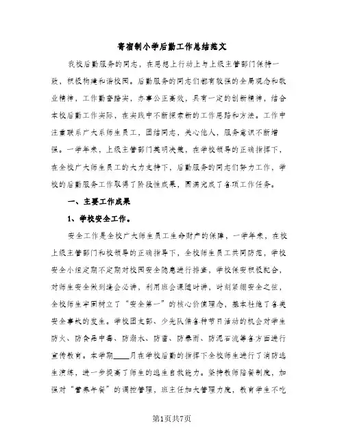 寄宿制小学后勤工作总结范文(2篇)