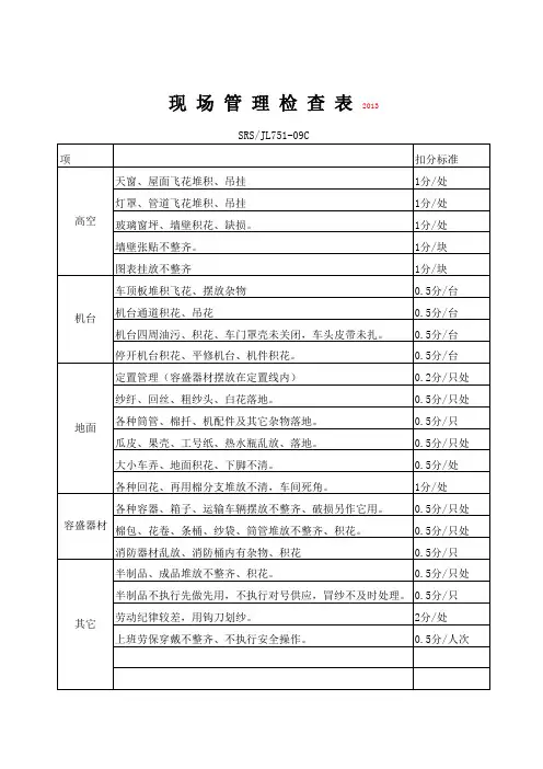 现场管理检查表2013