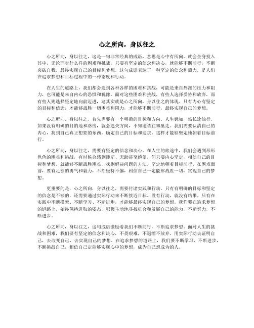 心之所向,身以往之