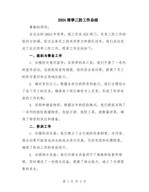 2024雨季三防工作总结