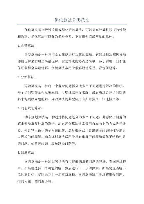 优化算法分类范文