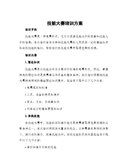 技能大赛培训方案