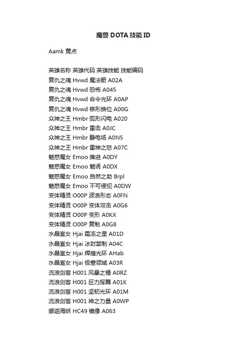 魔兽DOTA技能ID