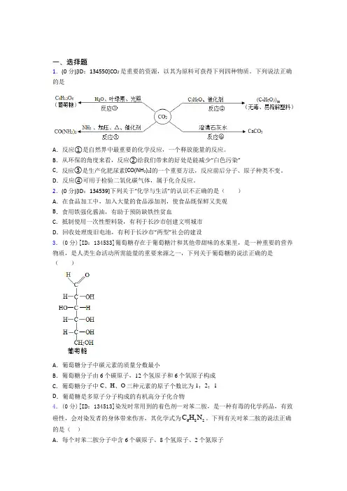 初中化学九年级上册第十二单元《化学与生活》测试题(答案解析)(4)