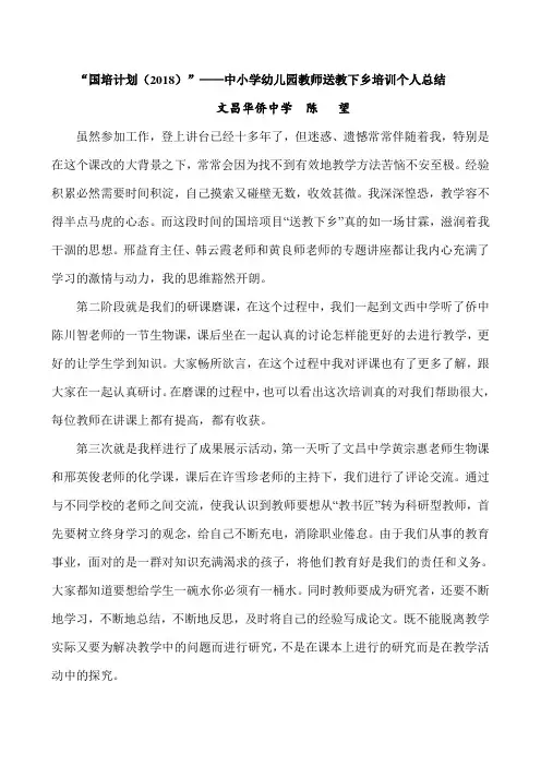 送教下乡培训总结