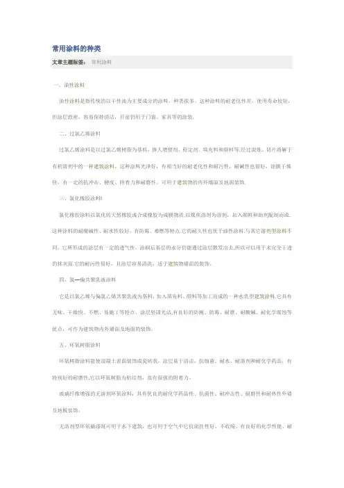 常用涂料的种类