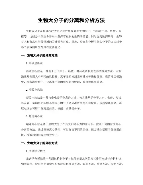 生物大分子的分离和分析方法