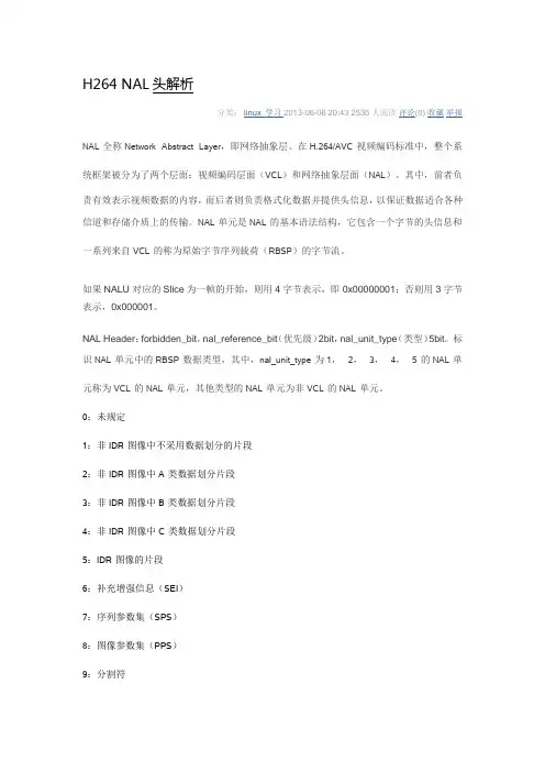 h264 NAL头解析