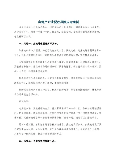 房地产企业税收风险应对案例